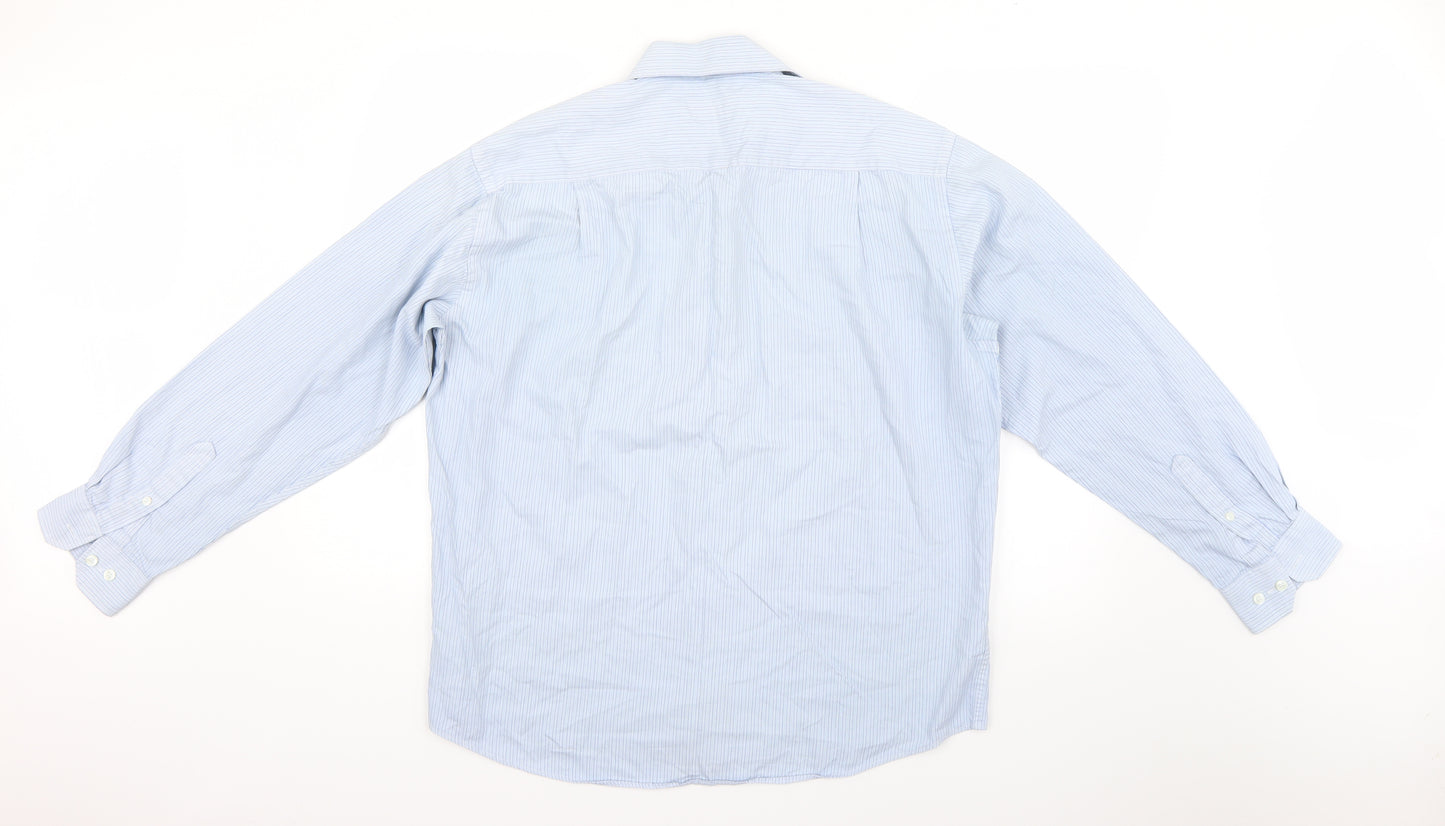 Oscar Mens Blue Pinstripe   Dress Shirt Size 42