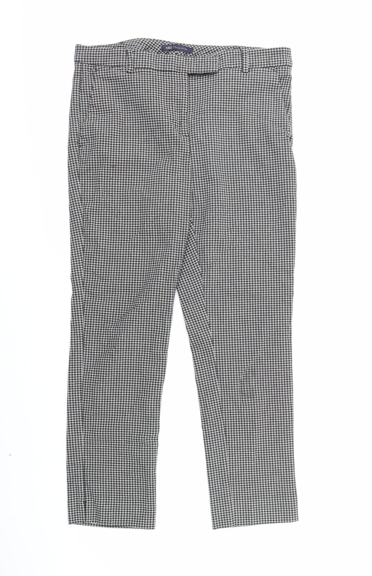 Marks and Spencer Womens Black Argyle/Diamond  Bloomer Trousers Size 14 L25.5 in