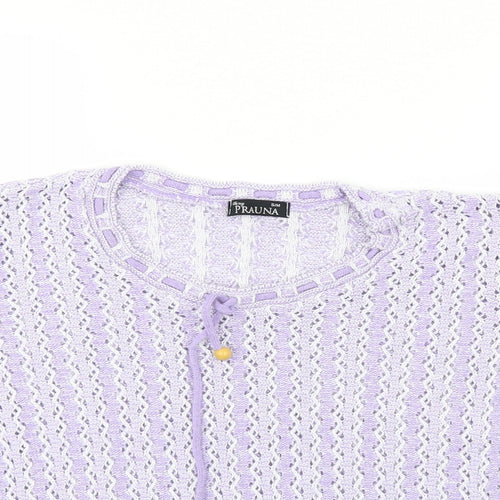 prauna Womens Purple Striped  Pullover Jumper Size S