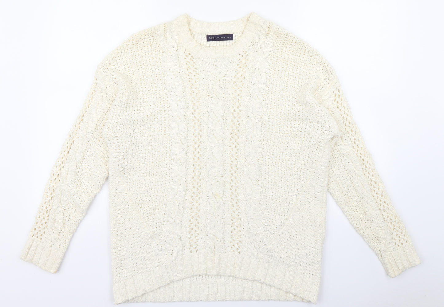 Marks and Spencer Womens White   Pullover Jumper Size M