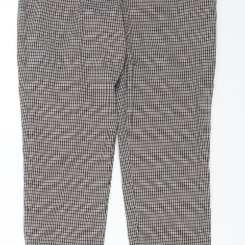 Warehouse Womens Brown Check  Dress Pants Trousers Size 8 L25 in