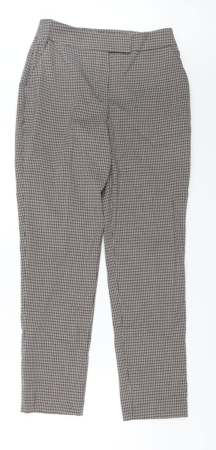 Warehouse Womens Brown Check Dress Pants Trousers Size 8 L25 in