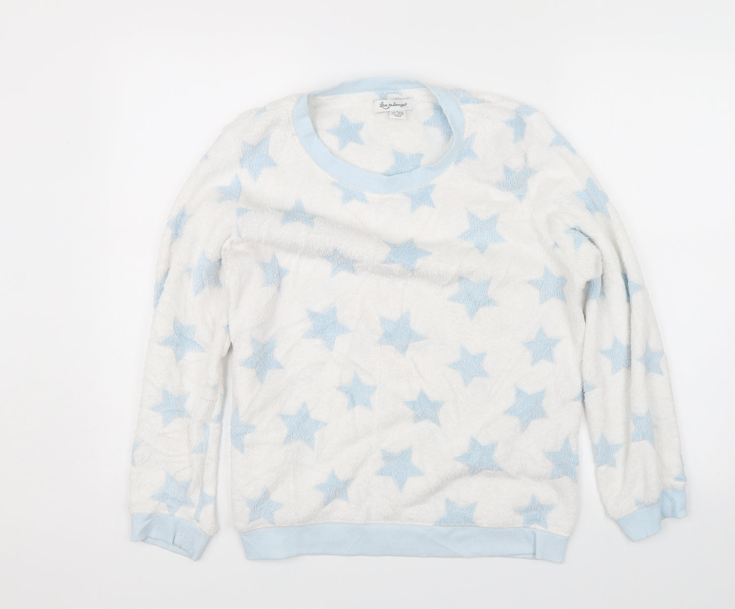 Love to Lounge Womens White Solid  Top Pyjama Top Size M  - stars