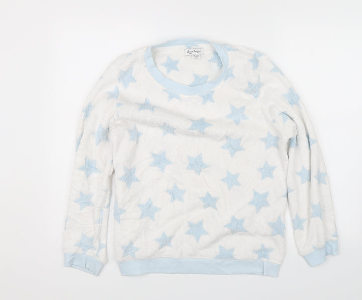 Love to Lounge Womens White Solid  Top Pyjama Top Size M  - stars