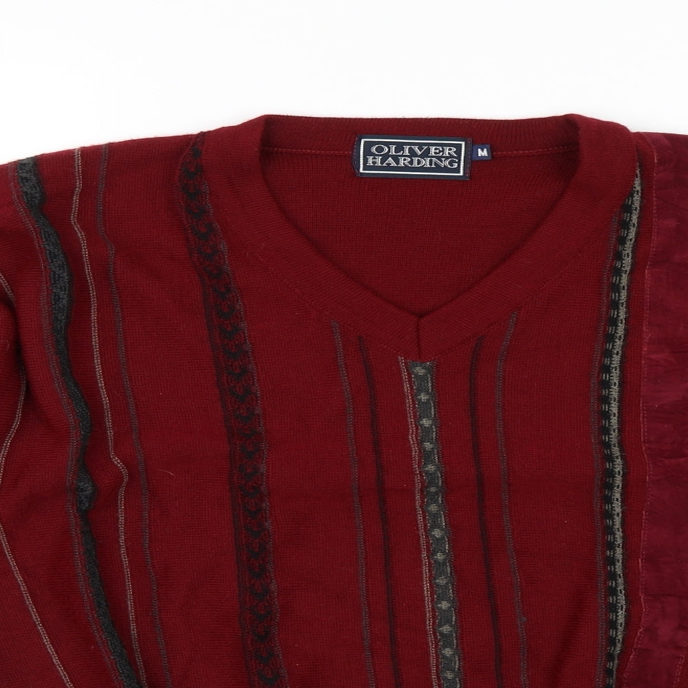 Oliver Harding Mens Red Striped  Pullover Jumper Size M