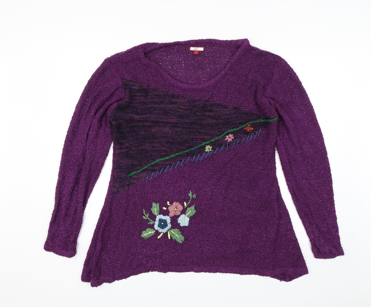 Joe Browns Womens Purple Floral  Pullover Jumper Size 18