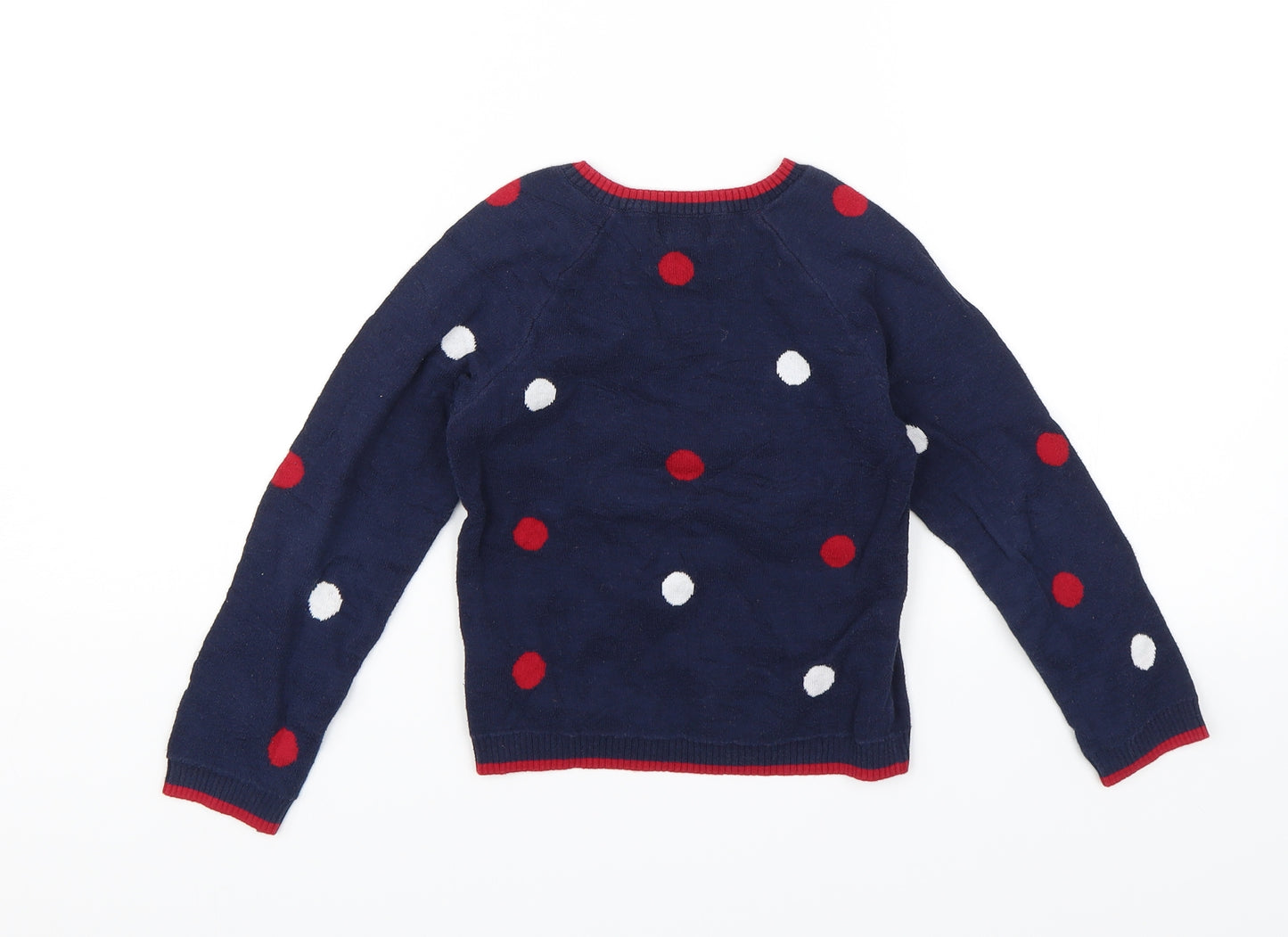 Shrinking Violet Girls Blue Polka Dot  Pullover Jumper Size 4-5 Years  - Polar Bear