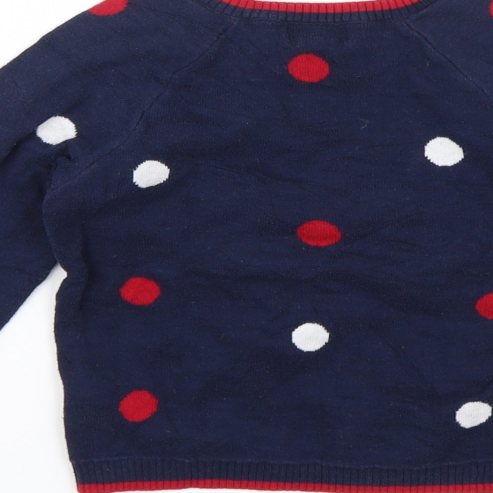 Shrinking Violet Girls Blue Polka Dot  Pullover Jumper Size 4-5 Years  - Polar Bear