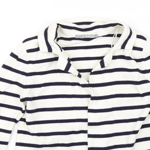 M&S Womens White Striped  Jacket  Size 10