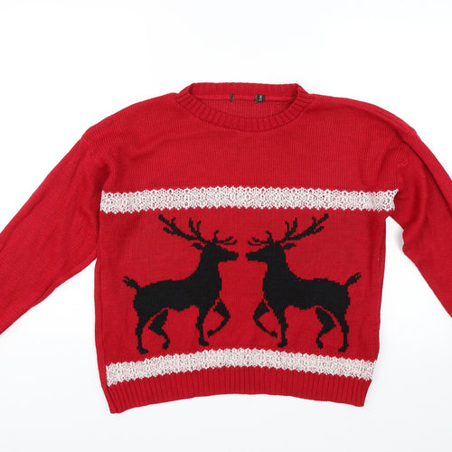 Preworn Womens Red   Pullover Jumper Size S  - Deer