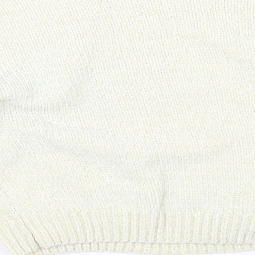 Alya Womens White Floral  Pullover Jumper Size M