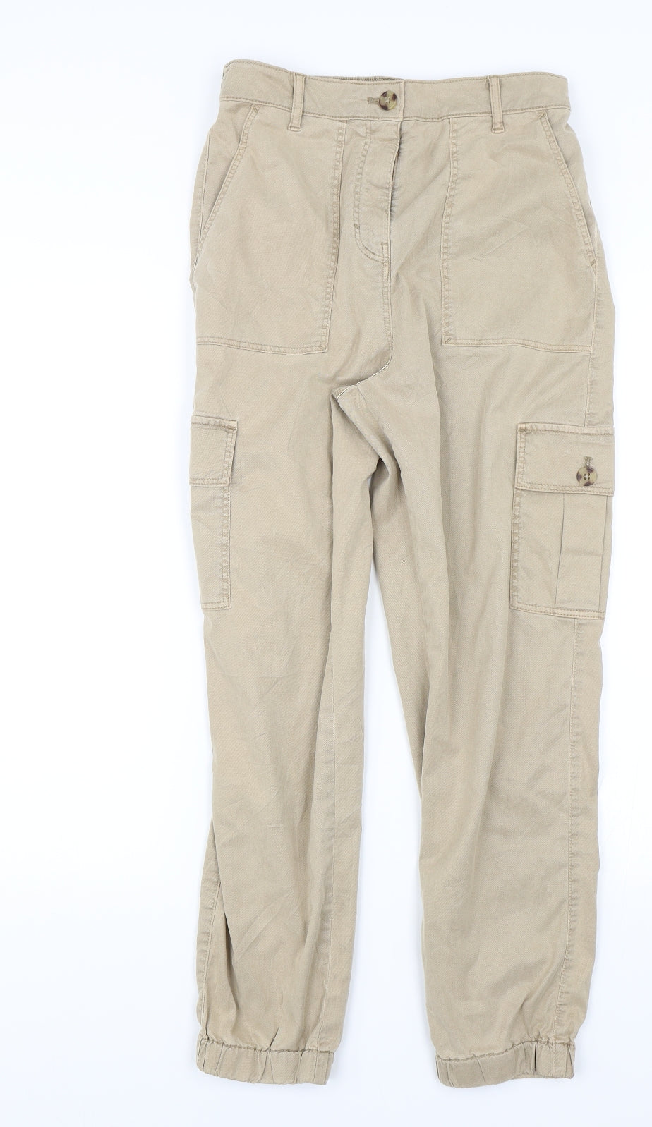 M&S Womens Beige   Cargo Trousers Size 8 L26 in