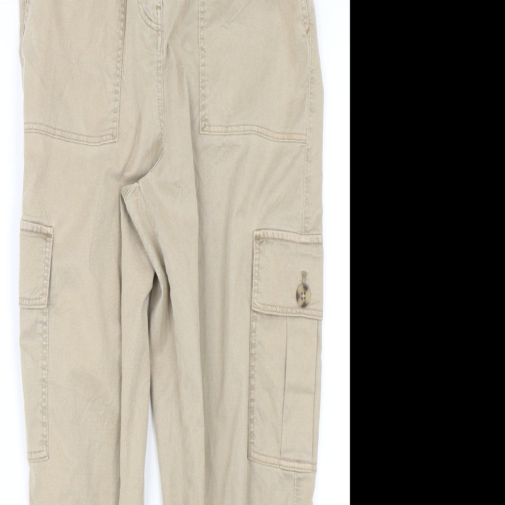 M&S Womens Beige   Cargo Trousers Size 8 L26 in