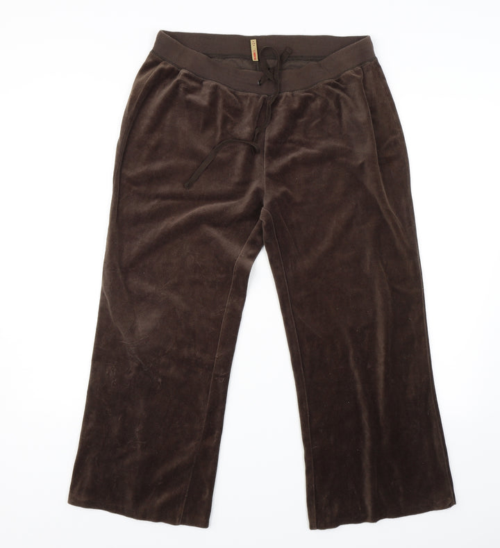 Denim & Co. Womens Brown   Sweatpants Trousers Size 18 L22 in