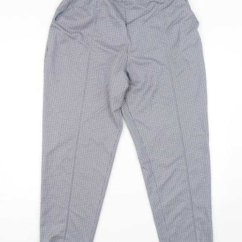 M&S Womens Blue Check  Capri Trousers Size 22 L26 in