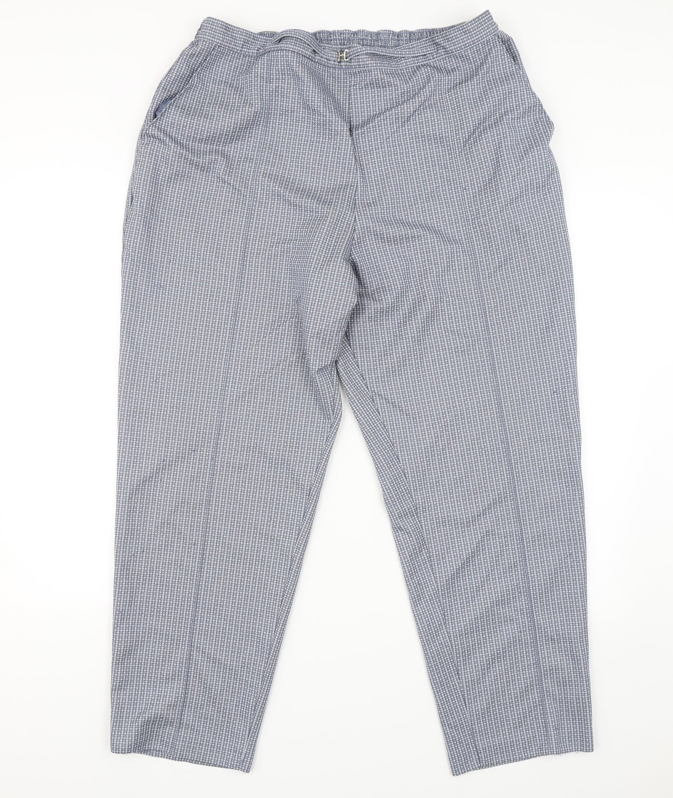 M&S Womens Blue Check  Capri Trousers Size 22 L26 in