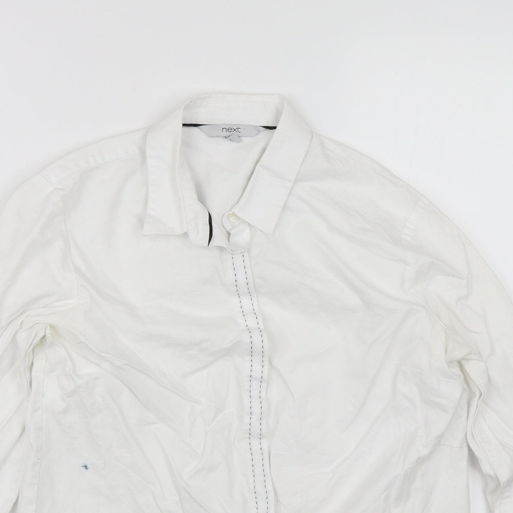 NEXT Womens White   Basic Button-Up Size 8