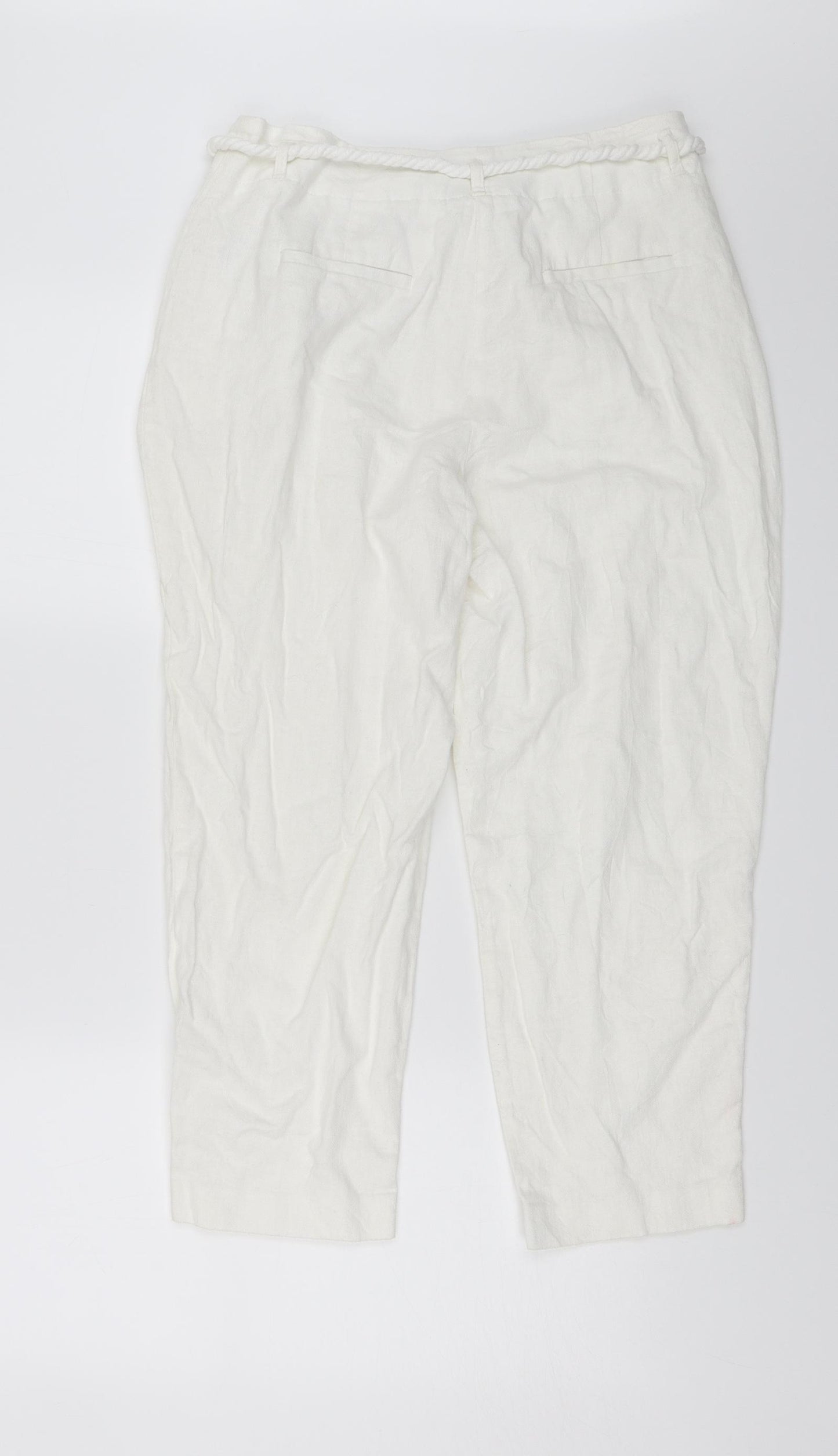 M&S Womens White   Trousers  Size 12 L21 in