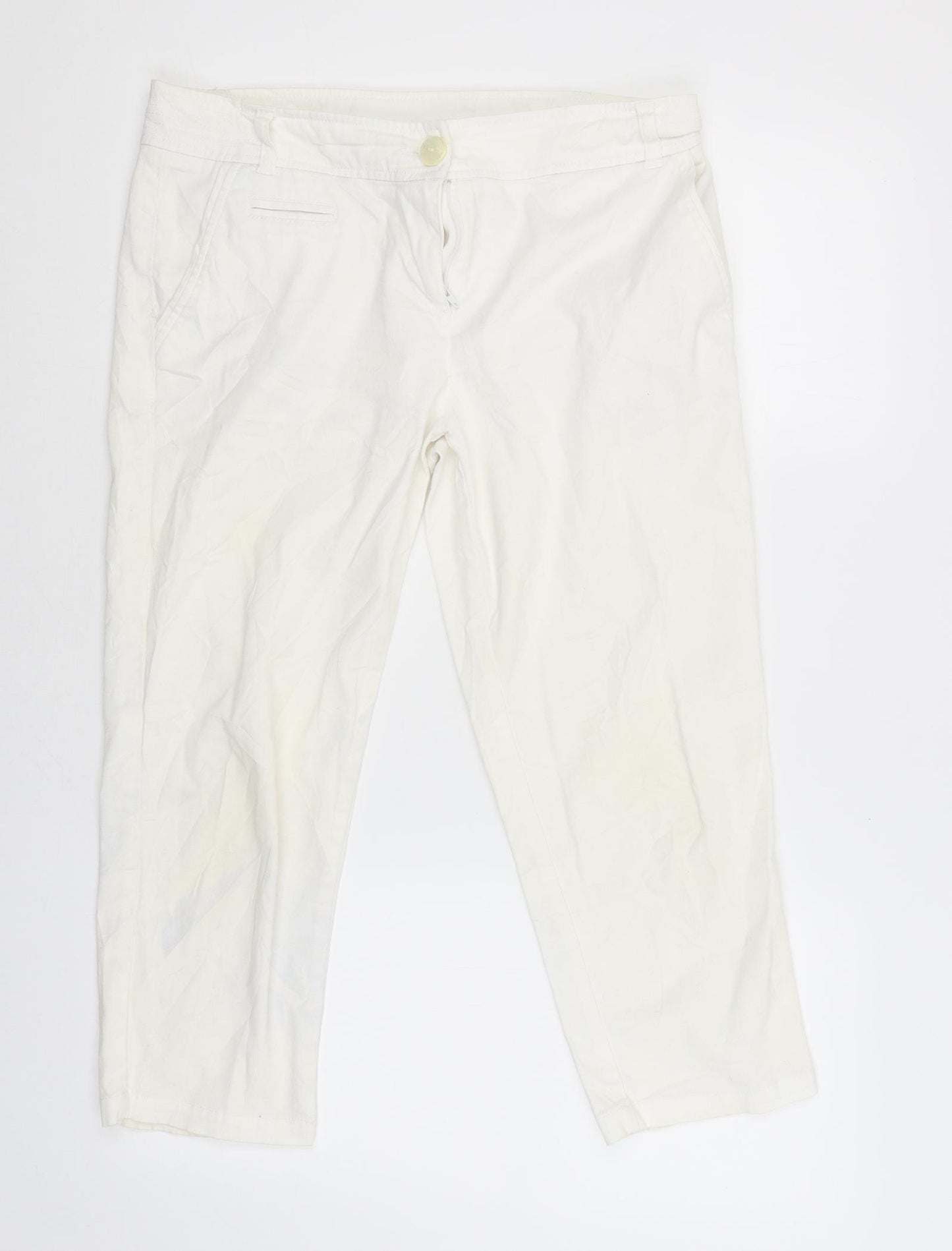 Wallis Womens White   Cargo Trousers Size 12 L22 in
