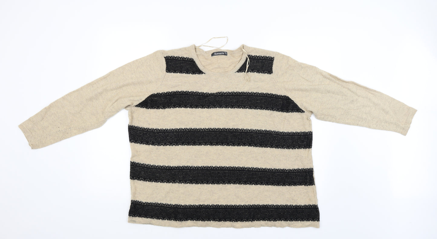 Bonmarché Womens Beige Striped  Pullover Jumper Size XL