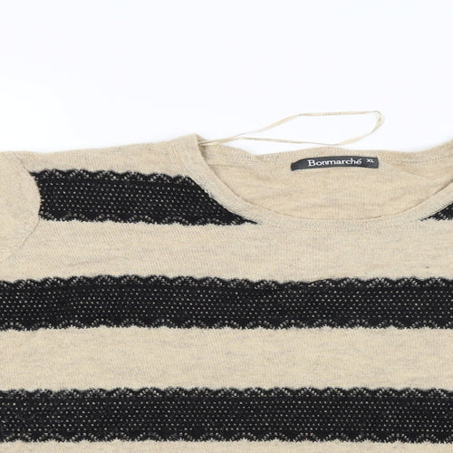 Bonmarché Womens Beige Striped  Pullover Jumper Size XL