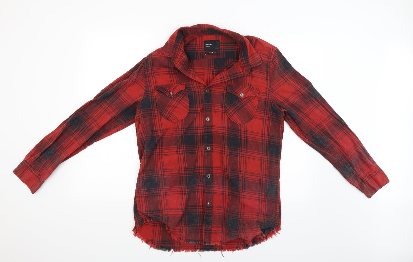 zara man Mens Red Check   Button-Up Size L