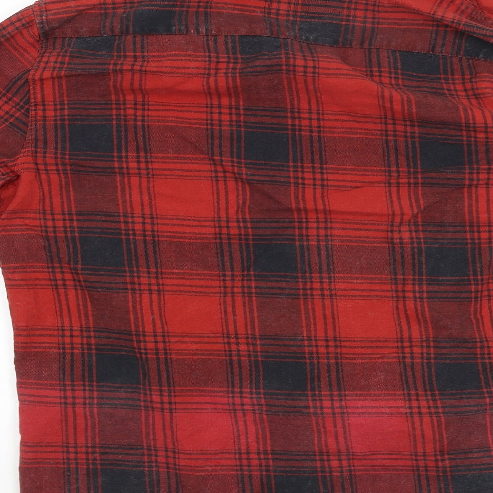 zara man Mens Red Check   Button-Up Size L