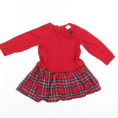 H&M Girls Red   Jumper Dress  Size 3-6 Months
