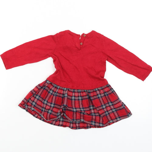 H&M Girls Red   Jumper Dress  Size 3-6 Months