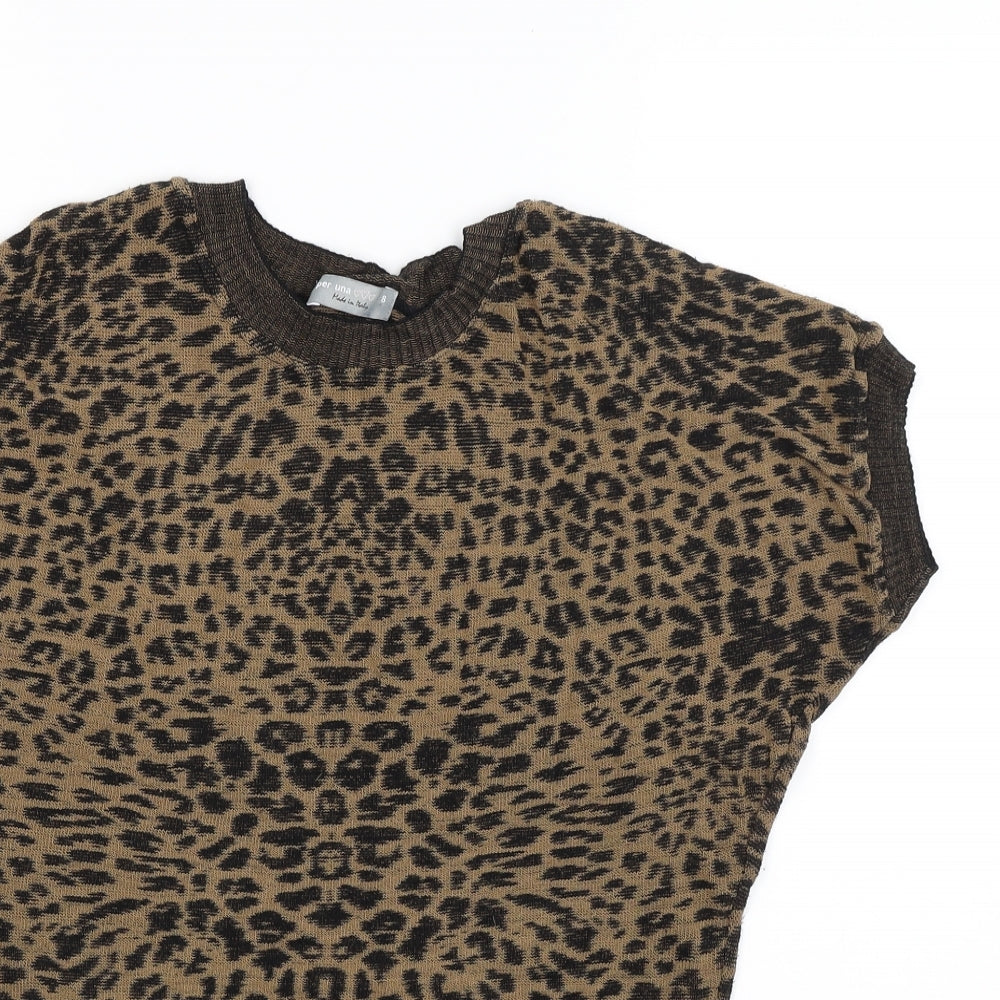 Per Una Womens Brown Animal Print  Cardigan Jumper Size 8