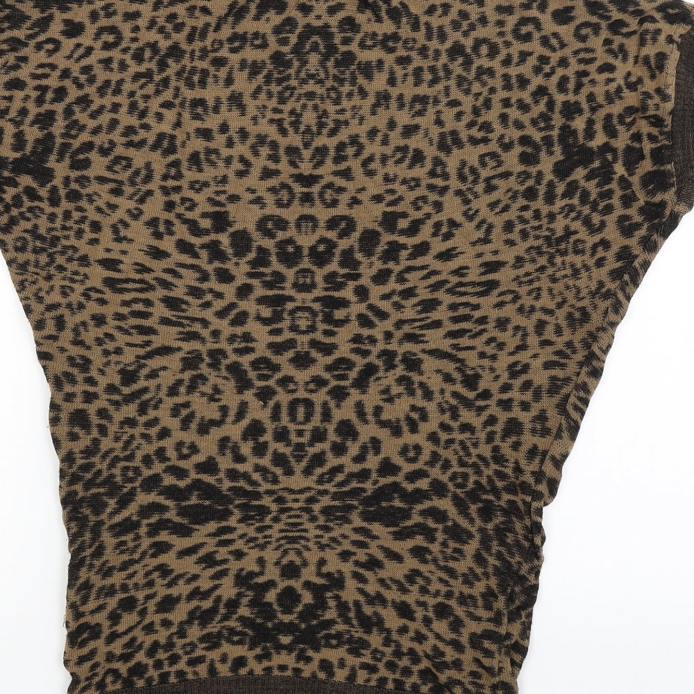 Per Una Womens Brown Animal Print  Cardigan Jumper Size 8