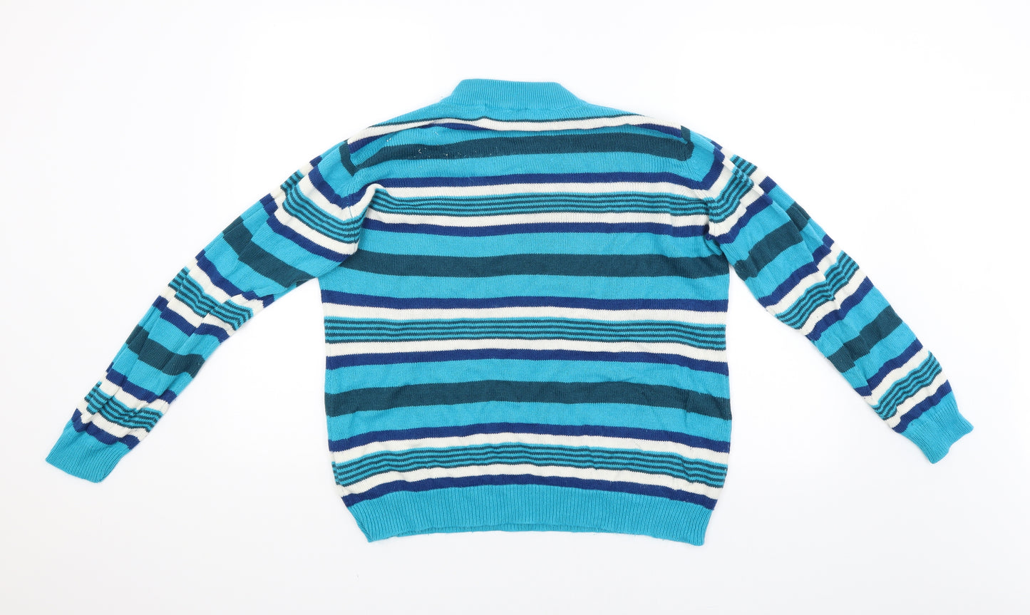 isle Womens Blue Striped  Pullover Jumper Size L