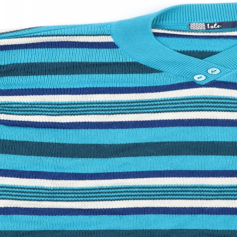 isle Womens Blue Striped  Pullover Jumper Size L