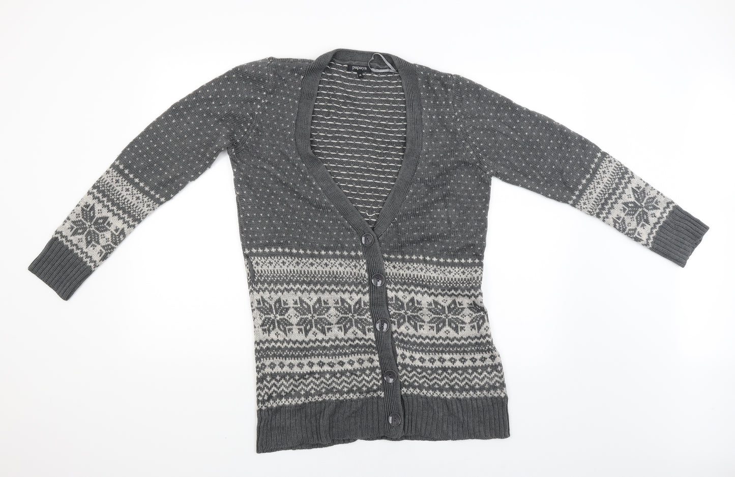 Papaya Womens Grey   Cardigan Jumper Size 14