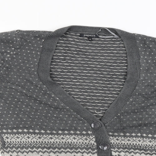 Papaya Womens Grey   Cardigan Jumper Size 14