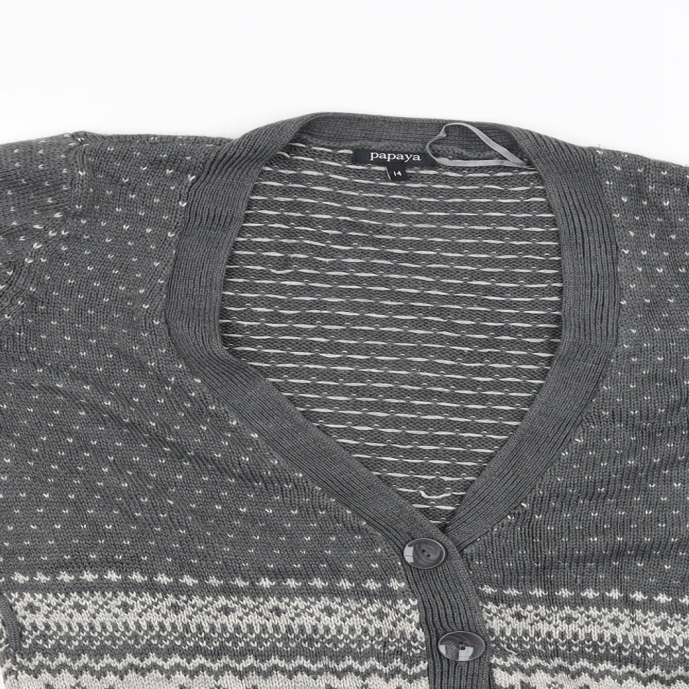 Papaya Womens Grey   Cardigan Jumper Size 14