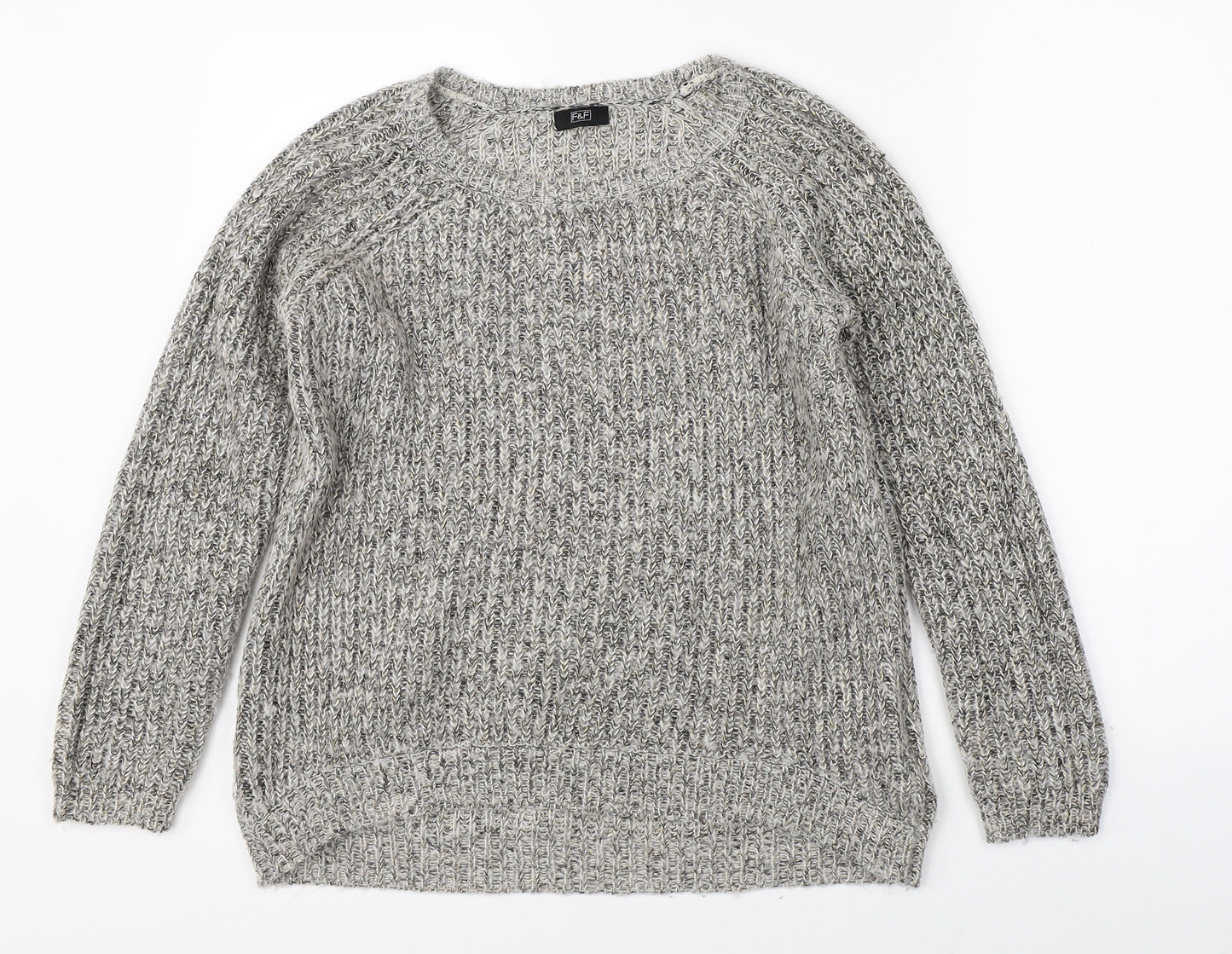 F&F Womens Grey  Knit Pullover Jumper Size 8