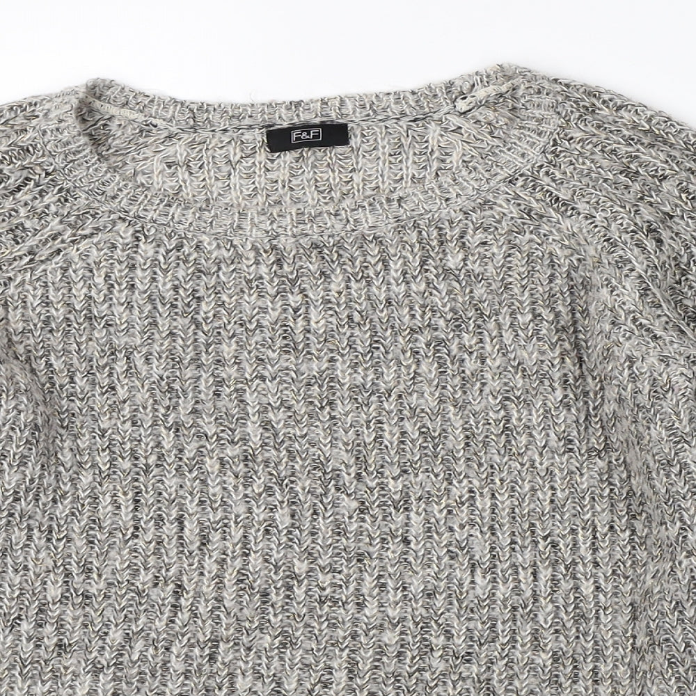 F&F Womens Grey  Knit Pullover Jumper Size 8