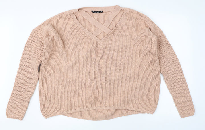 Boohoo Womens Pink Pullover Jumper Size M