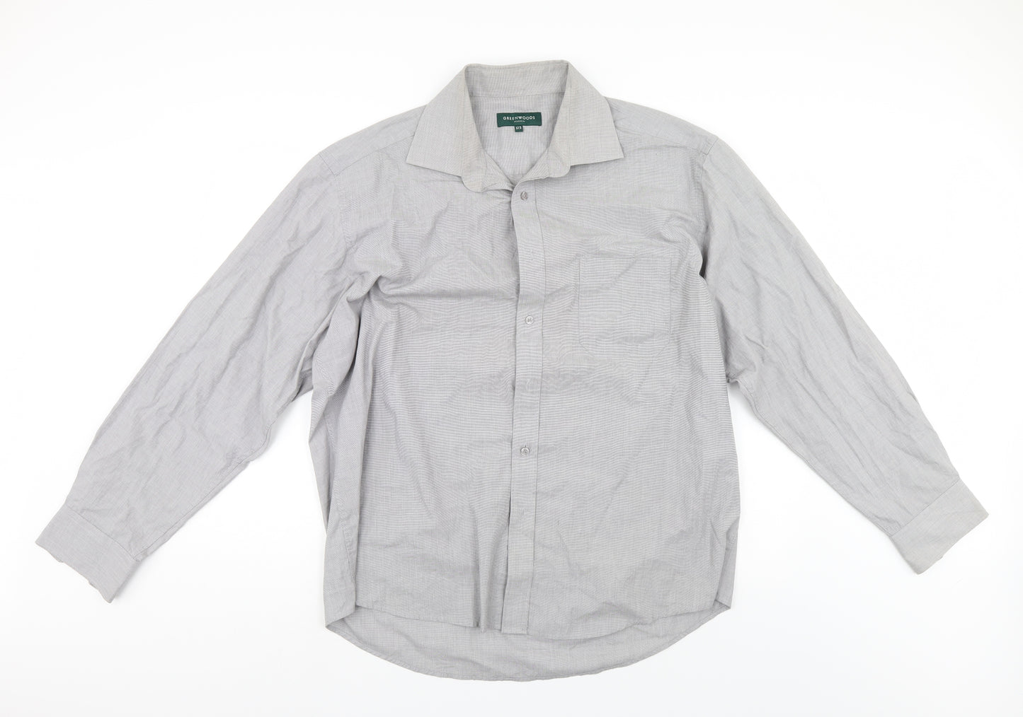 Greenwoods Mens Grey    Dress Shirt Size 17.5