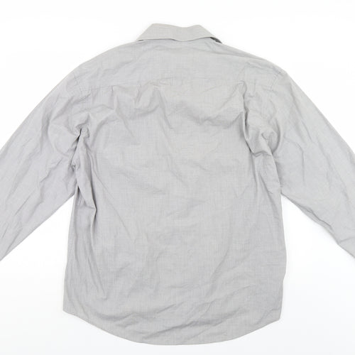 Greenwoods Mens Grey    Dress Shirt Size 17.5