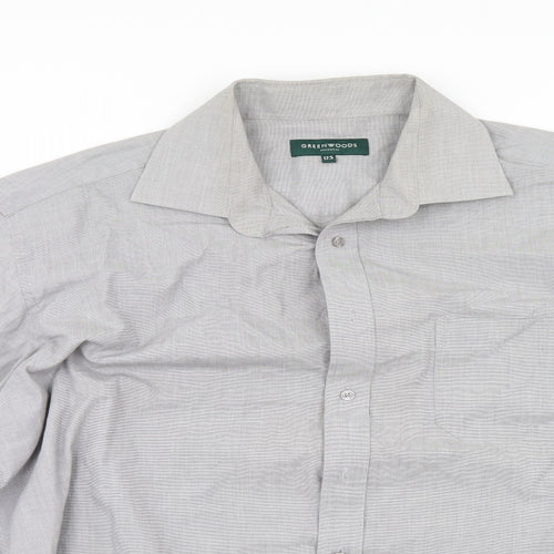 Greenwoods Mens Grey    Dress Shirt Size 17.5
