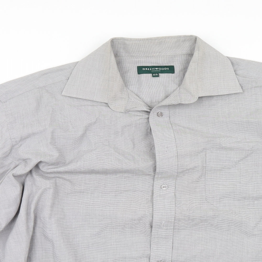 Greenwoods Mens Grey    Dress Shirt Size 17.5