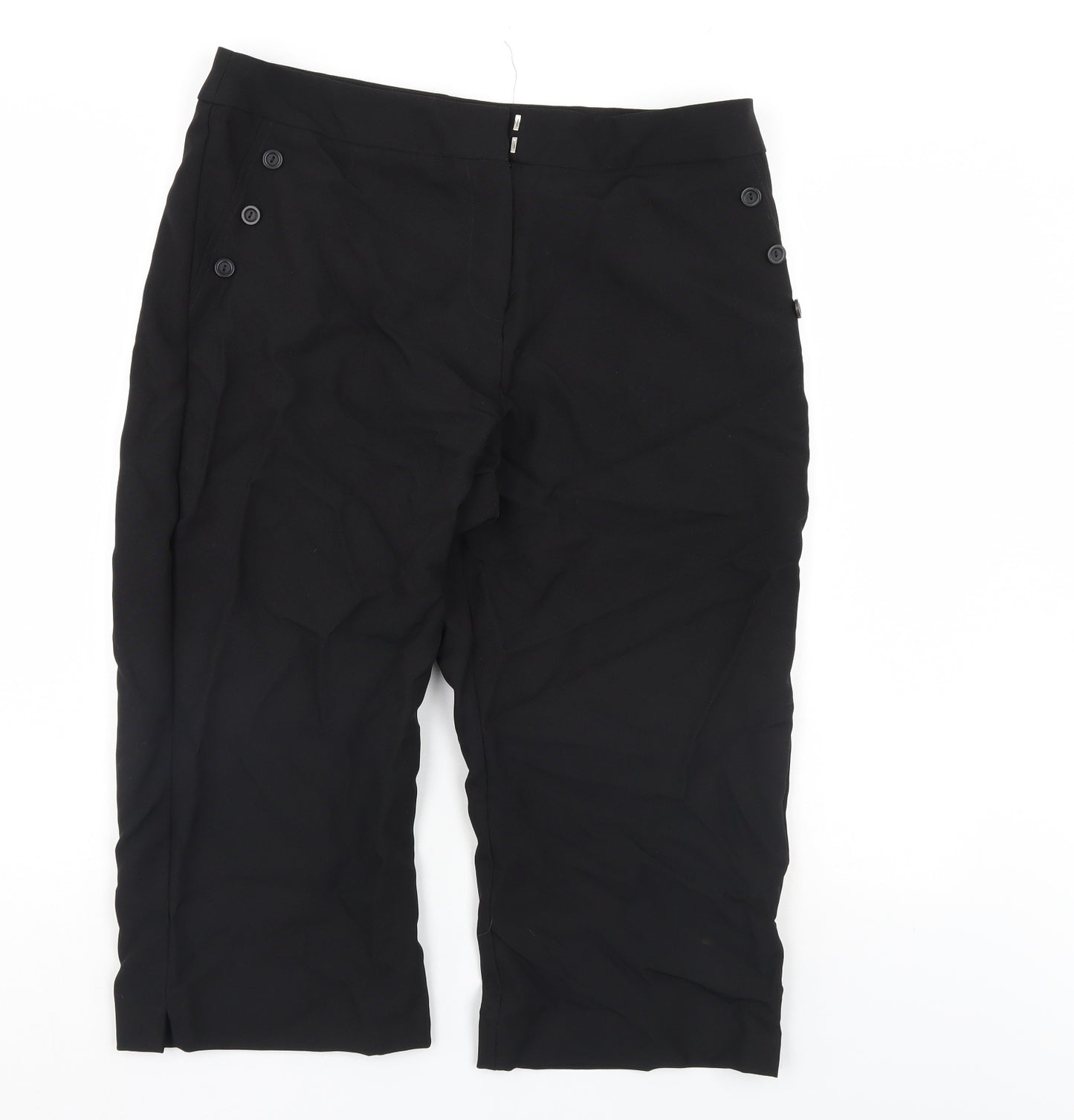 BM Womens Black   Cropped Trousers Size 14 L20 in