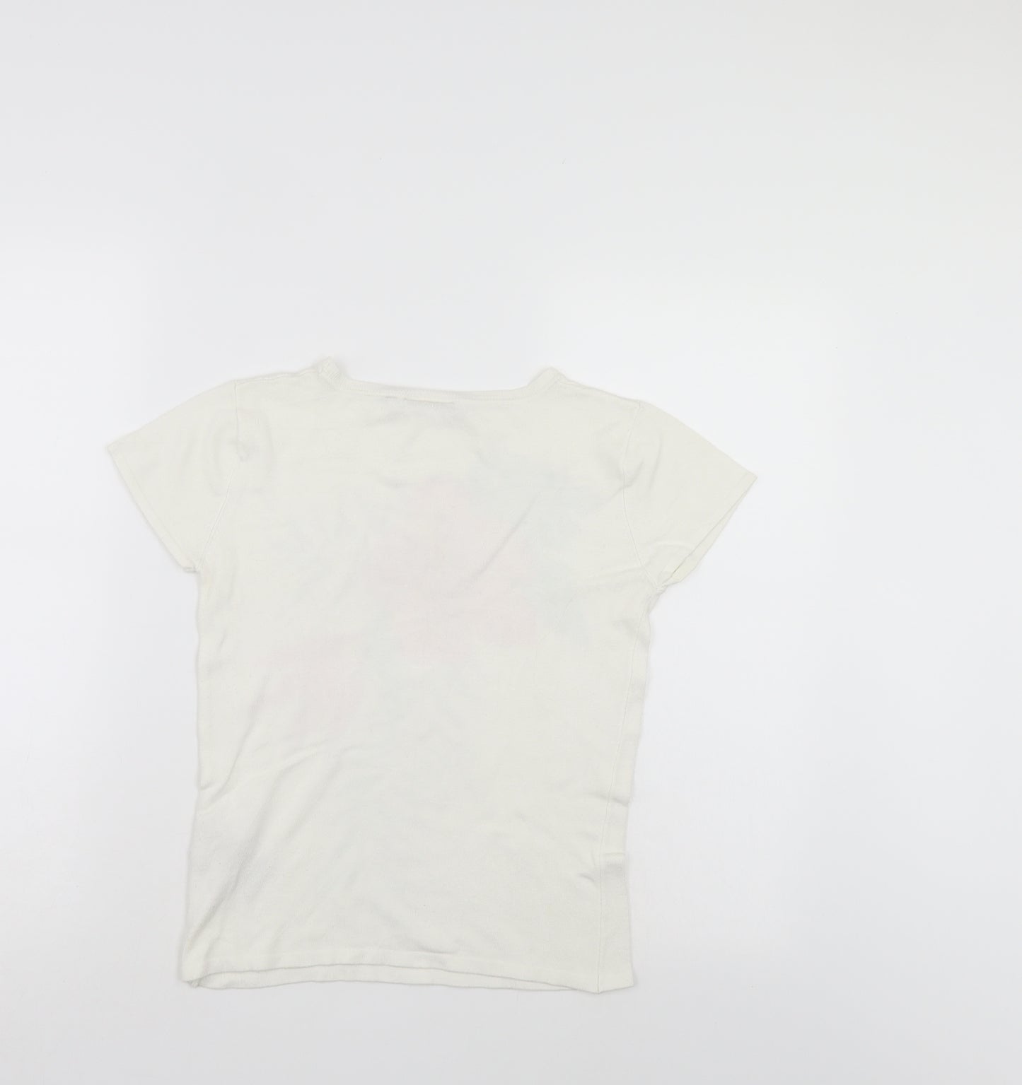 Hennes Womens White Floral   T-Shirt Size S