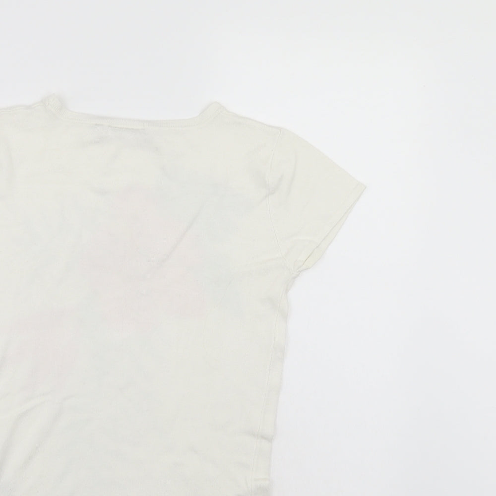 Hennes Womens White Floral   T-Shirt Size S