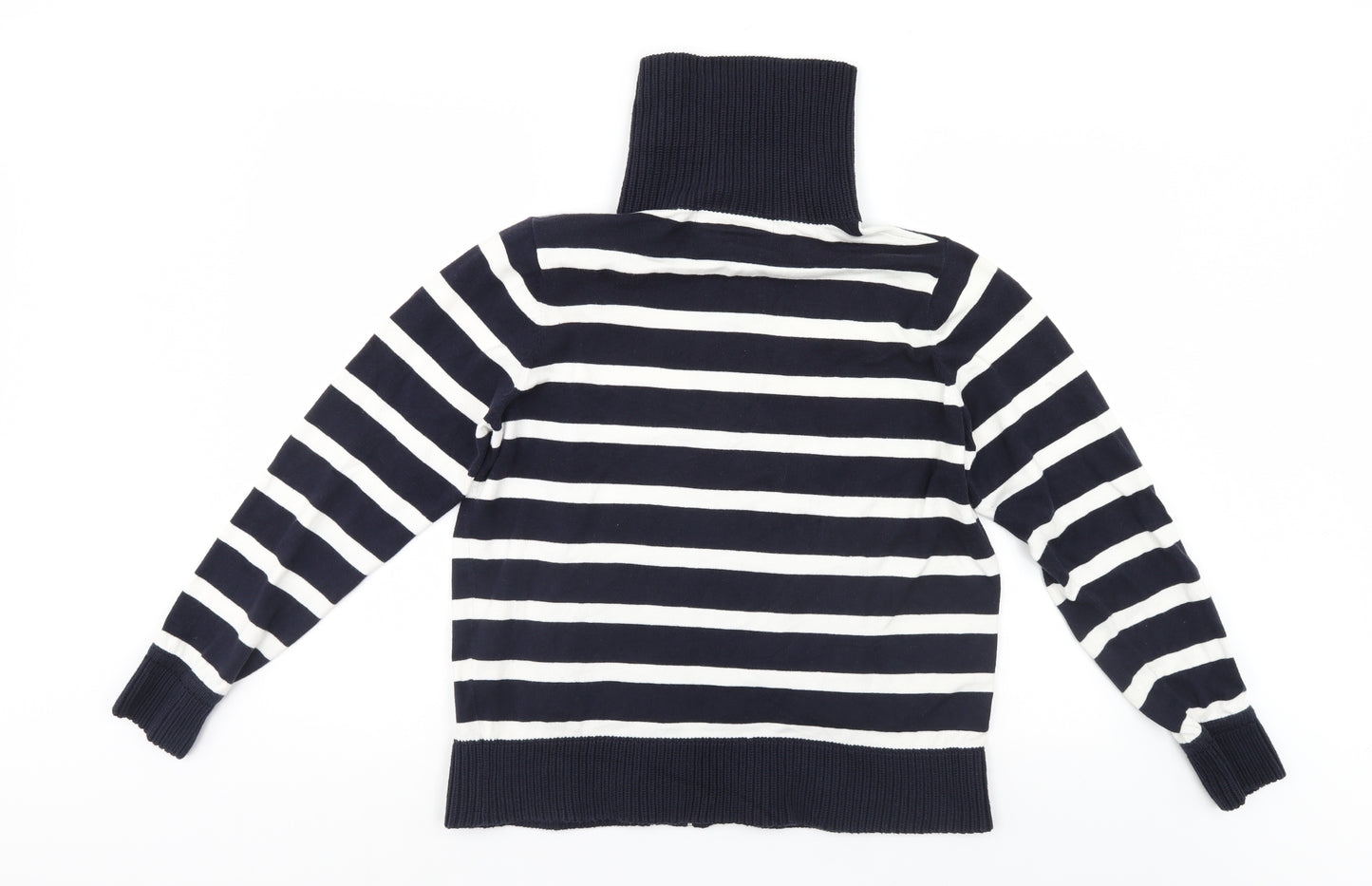 Maine Womens Blue Striped  Full Zip Jumper Size 16