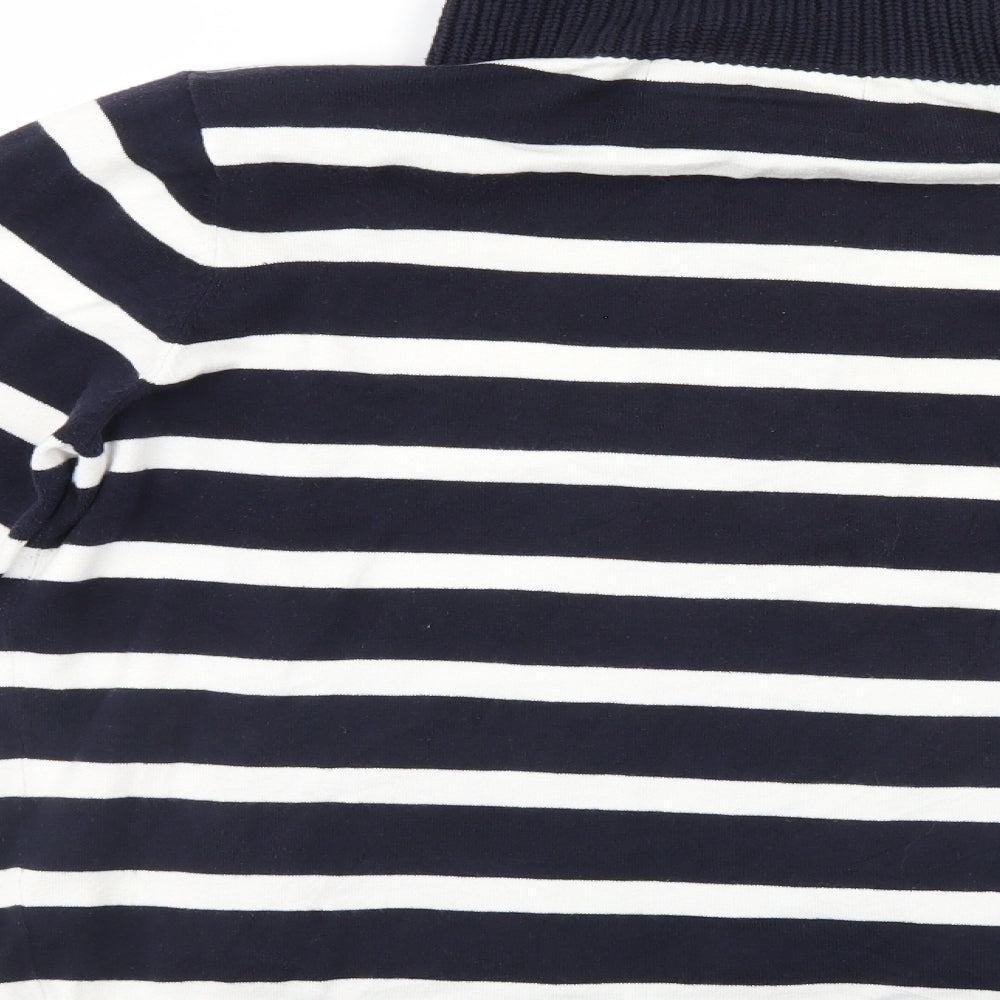 Maine Womens Blue Striped  Full Zip Jumper Size 16