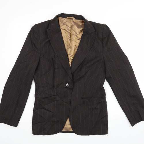 Nrxt Womens Brown Striped  Jacket Blazer Size 12