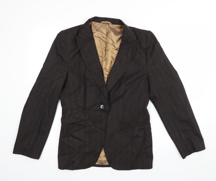 Nrxt Womens Brown Striped Jacket Blazer Size 12